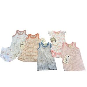 NWT Sapling 0-3m Organic Cotton Baby Girl Bundle, 5 Outfits, Sz 0-3 mos‎